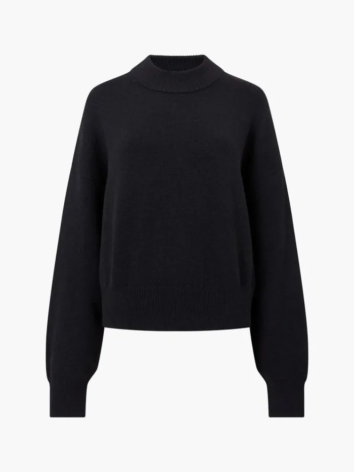 French Connection Jumpers and Cardigans Vhari Recycled Grown On Neck Jumper Black 8211 Woman