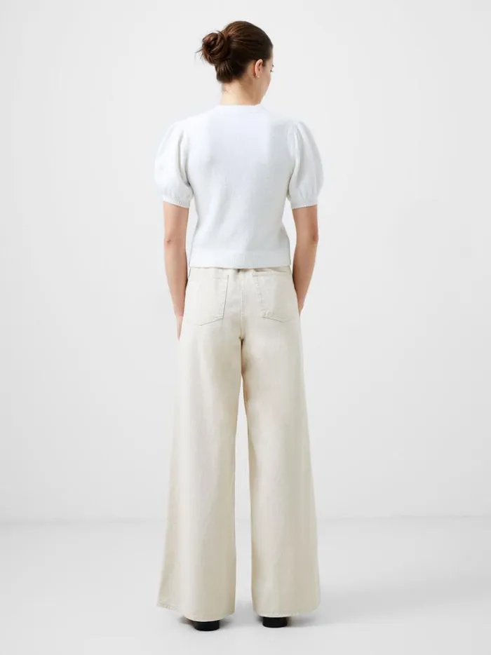French Connection Jumpers and Cardigans Vhari Recycled Puff Sleeve Cardigan Winter White 8211 Woman
