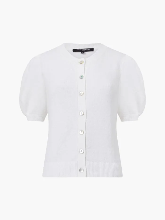 French Connection Jumpers and Cardigans Vhari Recycled Puff Sleeve Cardigan Winter White 8211 Woman