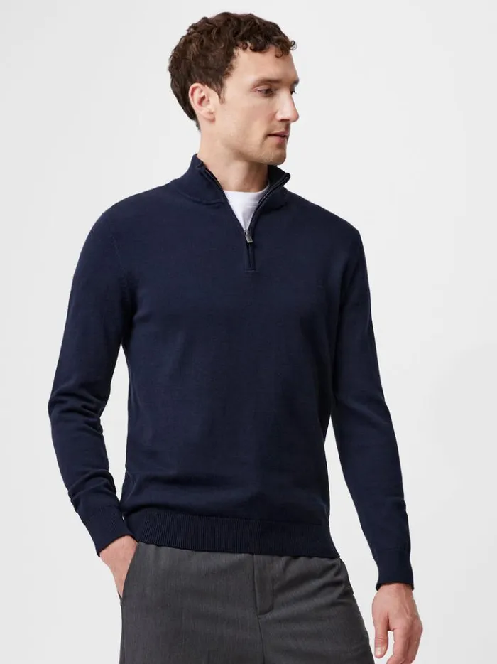 French Connection Knitwear 14 Zip Funnel Neck Top Marine 8211 Man