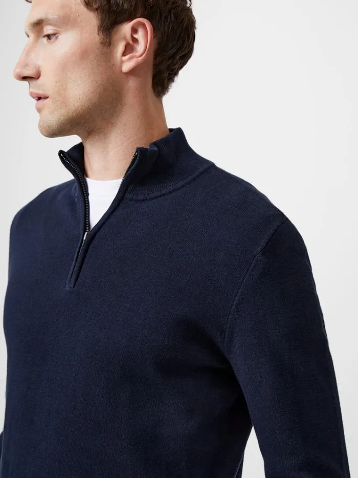 French Connection Knitwear 14 Zip Funnel Neck Top Marine 8211 Man