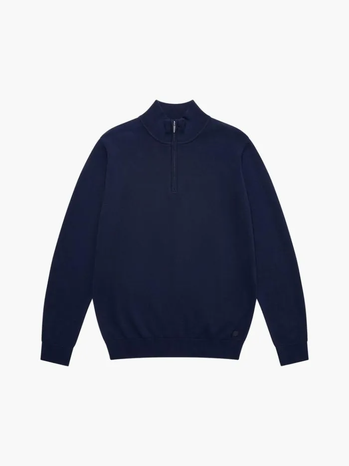 French Connection Knitwear 14 Zip Funnel Neck Top Marine 8211 Man