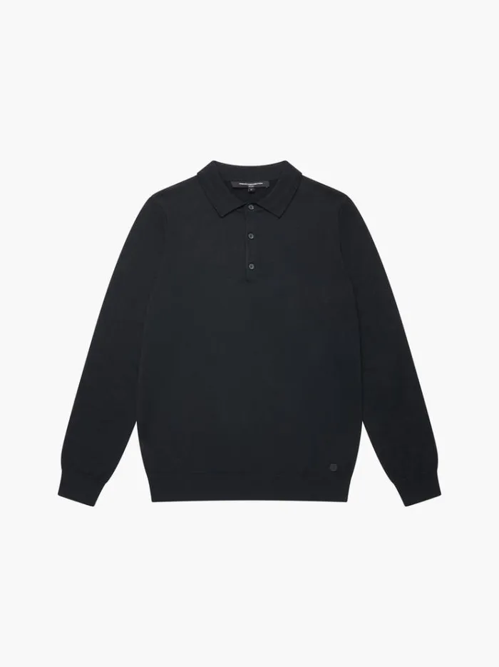 French Connection Knitwear 3 Button Knit Polo Shirt Black 8211 Man