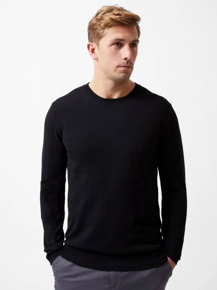 French Connection Knitwear Crew Neck Knit Jumper Black 8211 Man