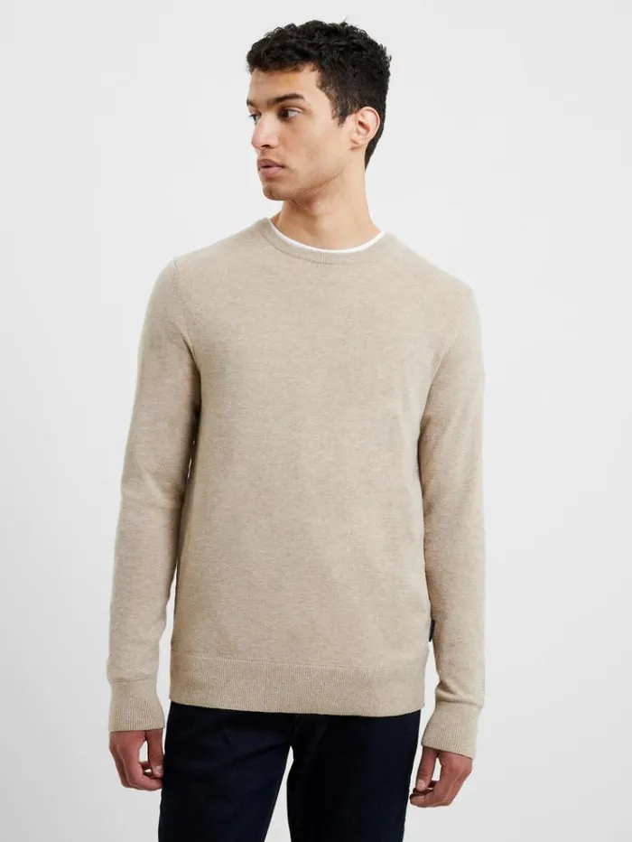 French Connection Knitwear Supersoft Crew Jumper Taupe Mel 8211 Man