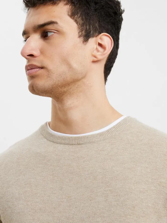 French Connection Knitwear Supersoft Crew Jumper Taupe Mel 8211 Man