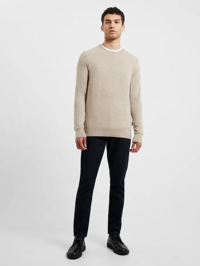 French Connection Knitwear Supersoft Crew Jumper Taupe Mel 8211 Man