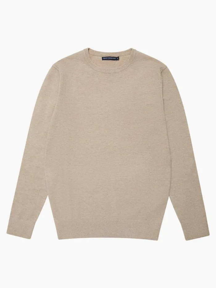 French Connection Knitwear Supersoft Crew Jumper Taupe Mel 8211 Man