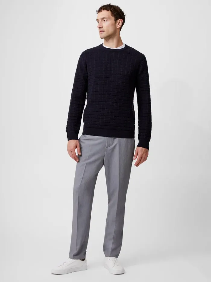 French Connection Knitwear Textured Crew Neck Jumper Marine 8211 Man