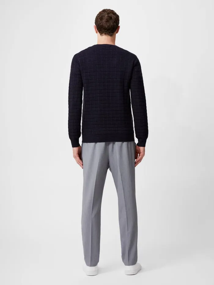 French Connection Knitwear Textured Crew Neck Jumper Marine 8211 Man