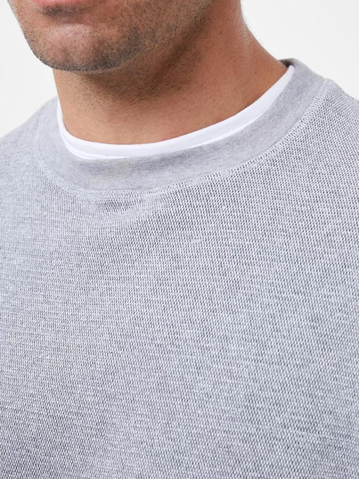 French Connection Knitwear Textured Crew Sweatshirt Grey 8211 Man