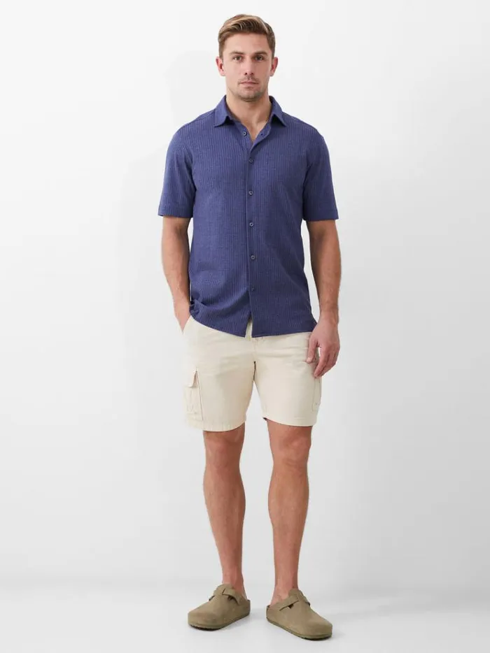 French Connection Shirts Ladder Texture Jersey Shirt Navy 8211 Man