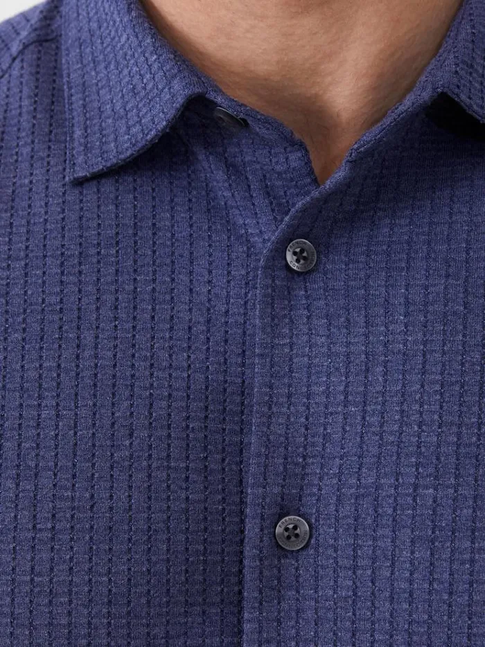 French Connection Shirts Ladder Texture Jersey Shirt Navy 8211 Man