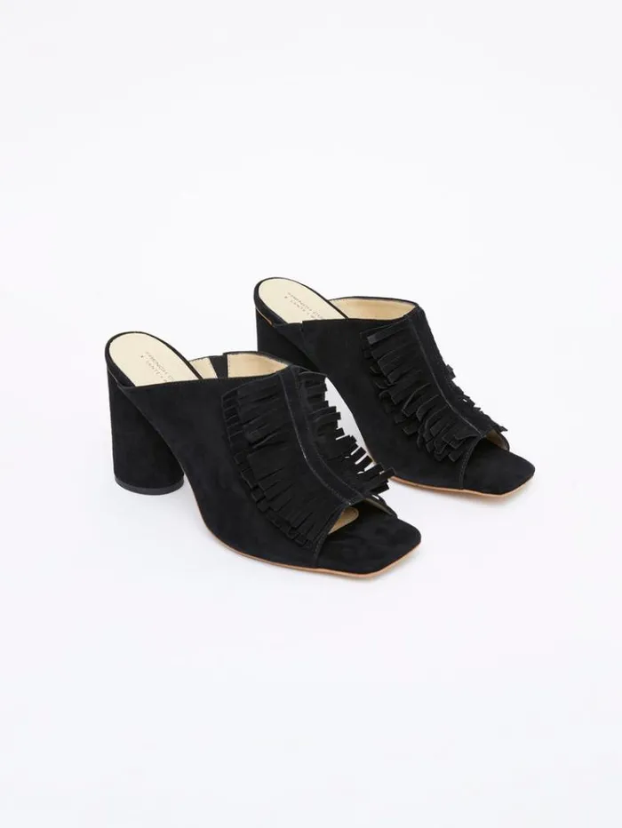 French Connection Shoes Flora Fringed Mules Black 8211 Woman