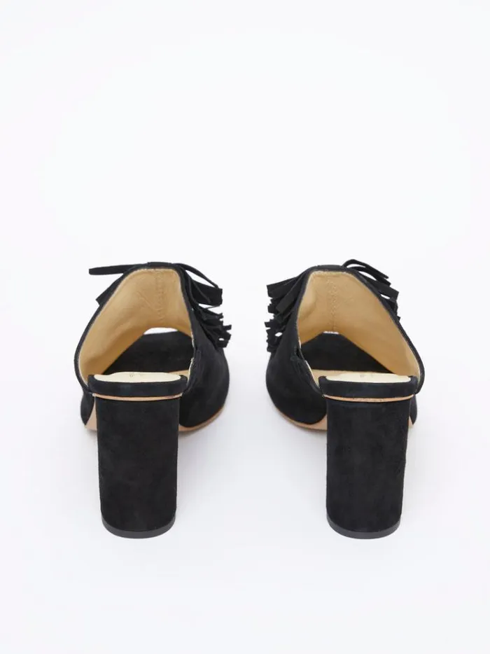 French Connection Shoes Flora Fringed Mules Black 8211 Woman