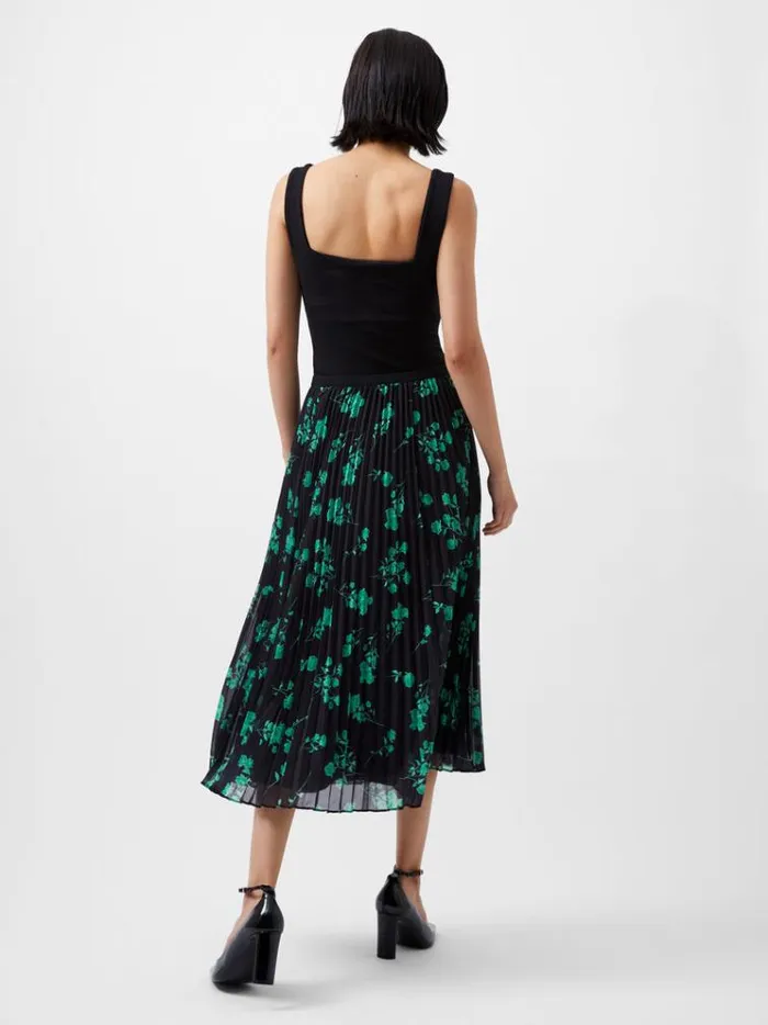 French Connection Skirts and Shorts Alessandra Recycled Pleated Skirt Blackoutminted Grn 8211 Woman
