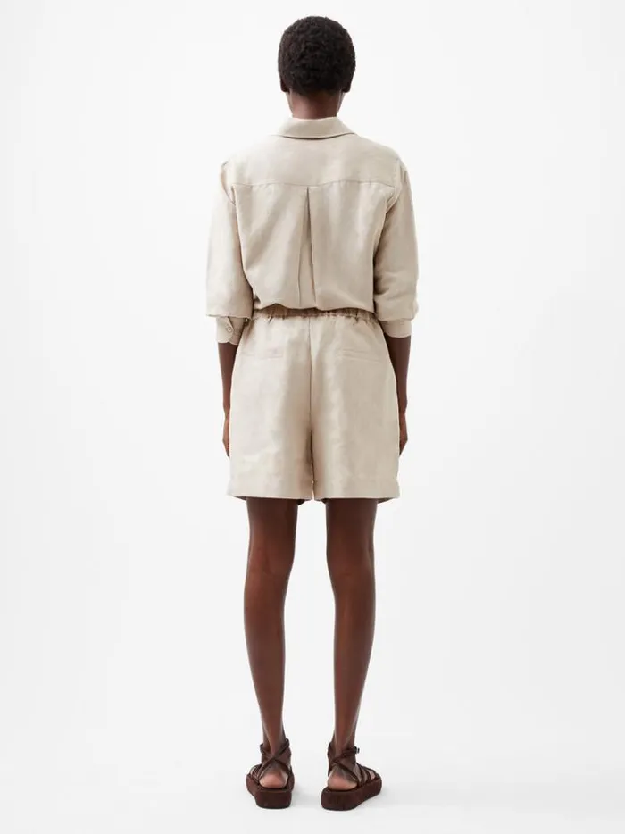 French Connection Skirts and Shorts Birdie Linen Tailored Shorts Wild Wheat 8211 Woman