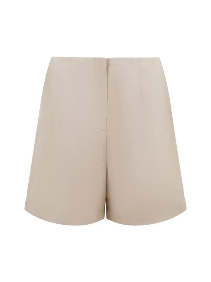 French Connection Skirts and Shorts Birdie Linen Tailored Shorts Wild Wheat 8211 Woman