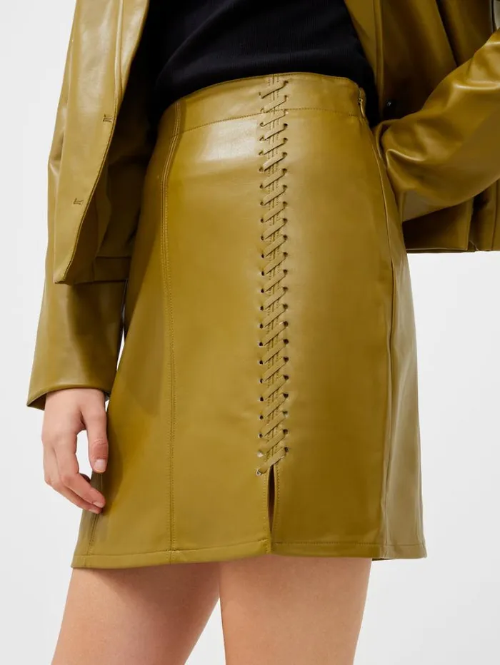 French Connection Skirts and Shorts Crolenda Pu Mini Skirt Nutria 8211 Woman