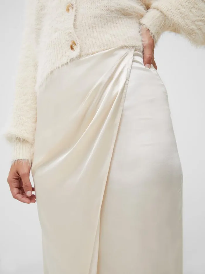 French Connection Skirts and Shorts Inu Satin Wrap Midi Skirt Classic Cream 8211 Woman