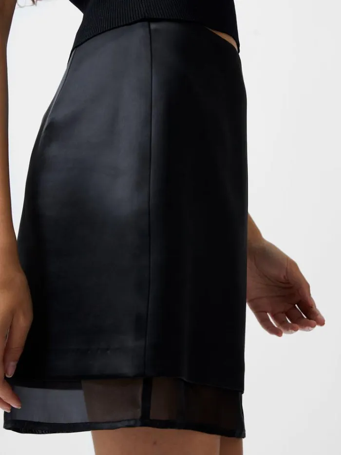 French Connection Skirts and Shorts Structured Satin Chiffon Mini Skirt Black 8211 Woman