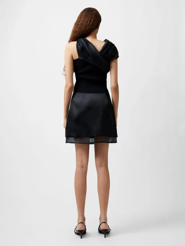 French Connection Skirts and Shorts Structured Satin Chiffon Mini Skirt Black 8211 Woman