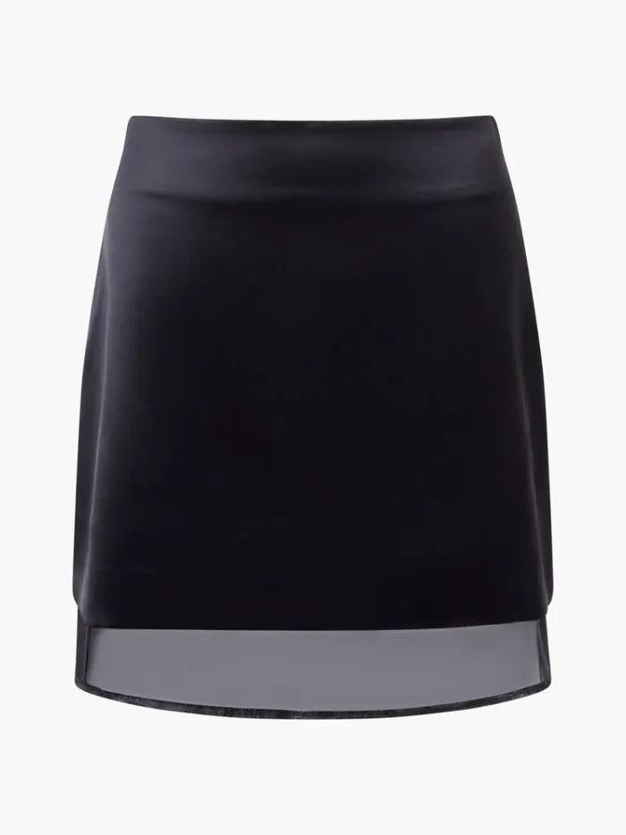 French Connection Skirts and Shorts Structured Satin Chiffon Mini Skirt Black 8211 Woman