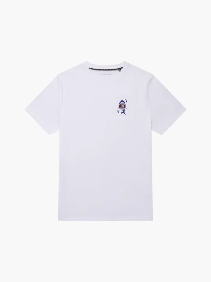 French Connection TShirts and Polo Shirts Embroidered Shark Organic Graphic TShirt White 8211 Man