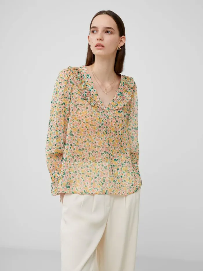 French Connection Tops Aleezia Hallie Crinkle Shirt Pear 8211 Woman