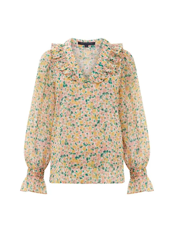 French Connection Tops Aleezia Hallie Crinkle Shirt Pear 8211 Woman