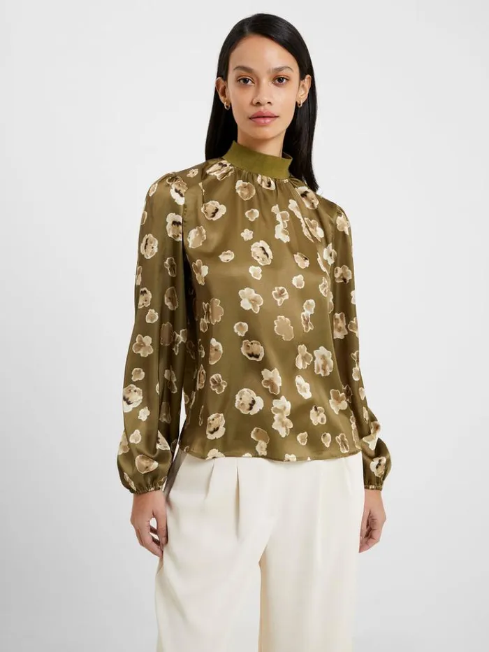 French Connection Tops Bronwen Aleeya Satin Top Nutria 8211 Woman