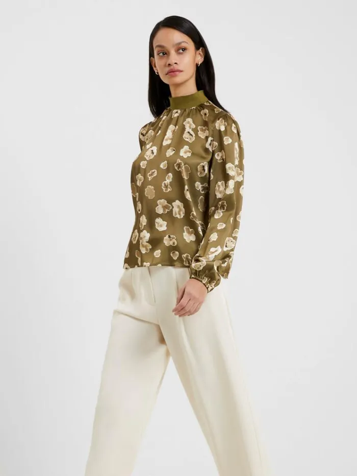 French Connection Tops Bronwen Aleeya Satin Top Nutria 8211 Woman
