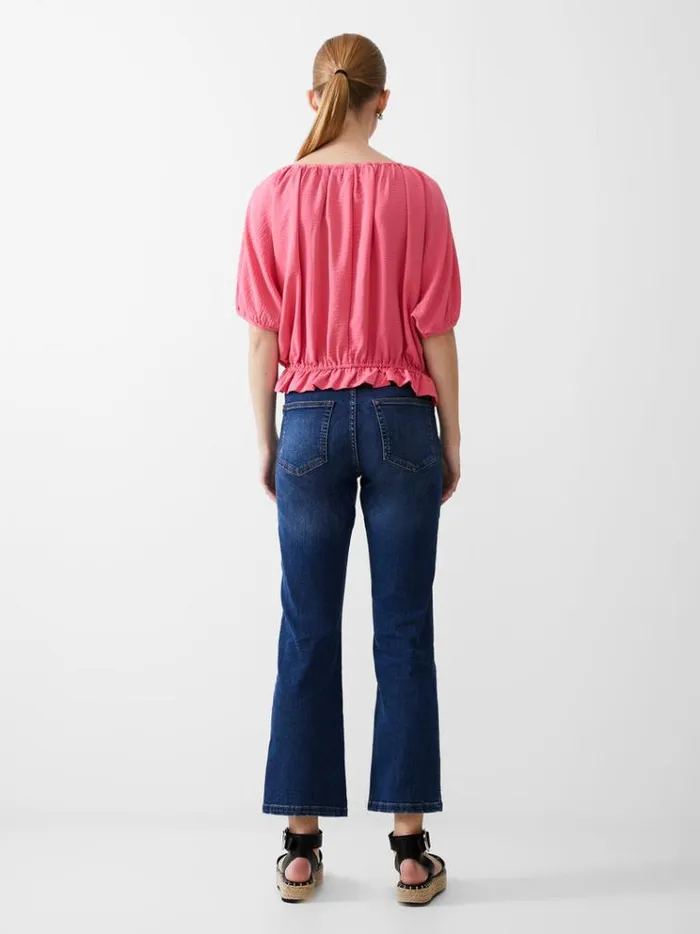 French Connection Tops Button Crinkle Peasant Top Camellia 8211 Woman