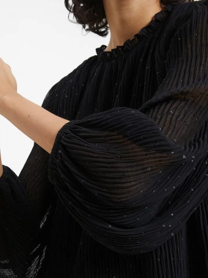French Connection Tops Callie Lurex Pleated Top Blackout 8211 Woman
