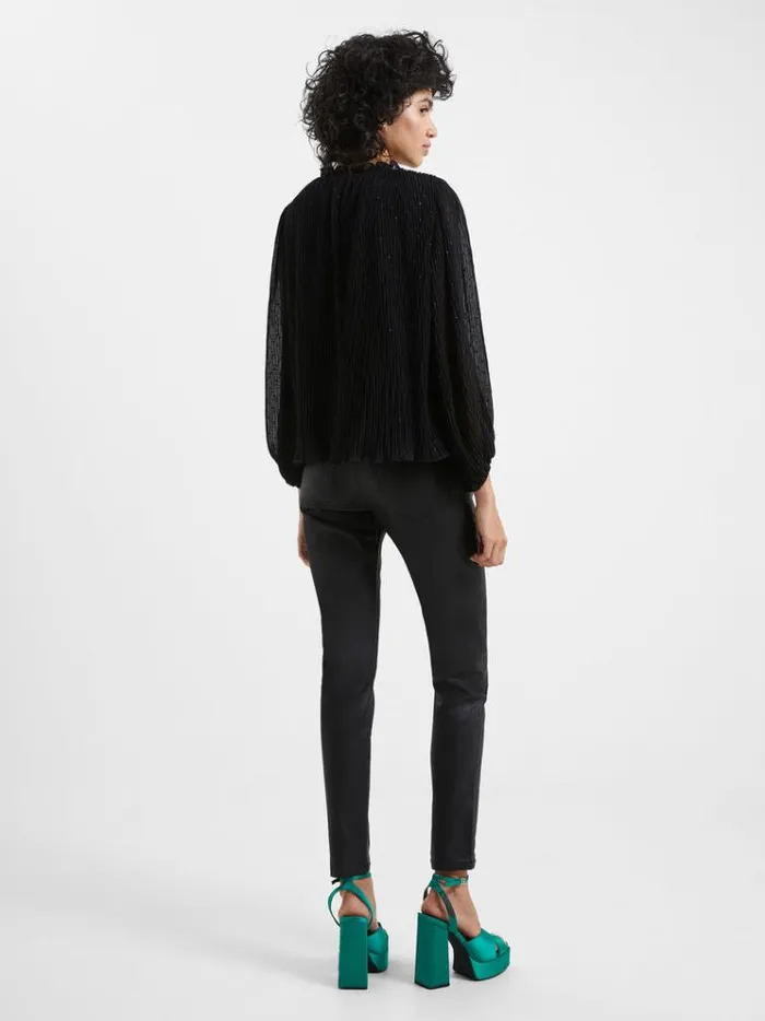 French Connection Tops Callie Lurex Pleated Top Blackout 8211 Woman