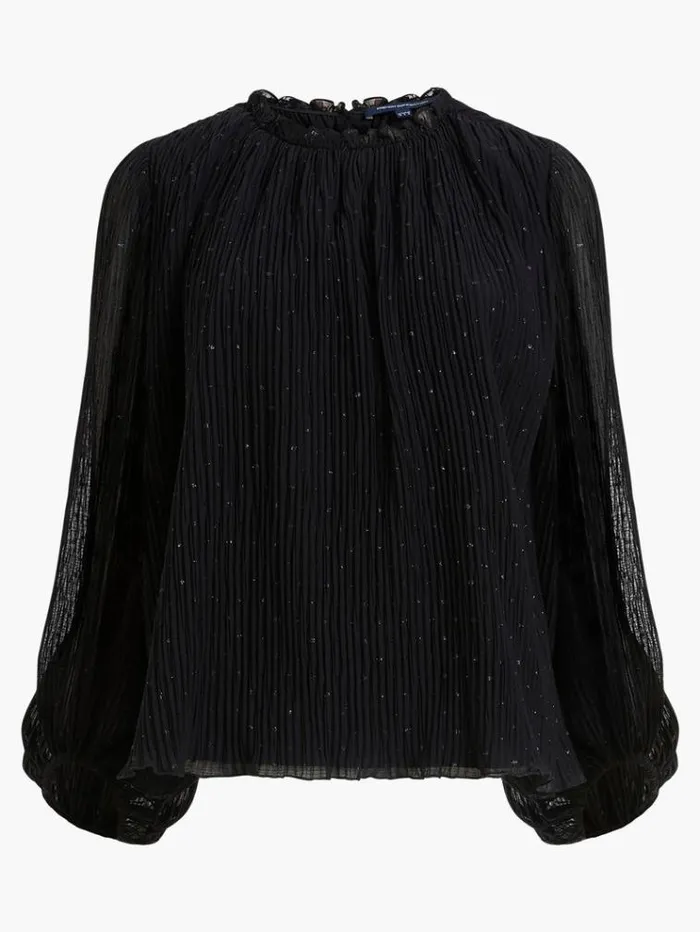 French Connection Tops Callie Lurex Pleated Top Blackout 8211 Woman