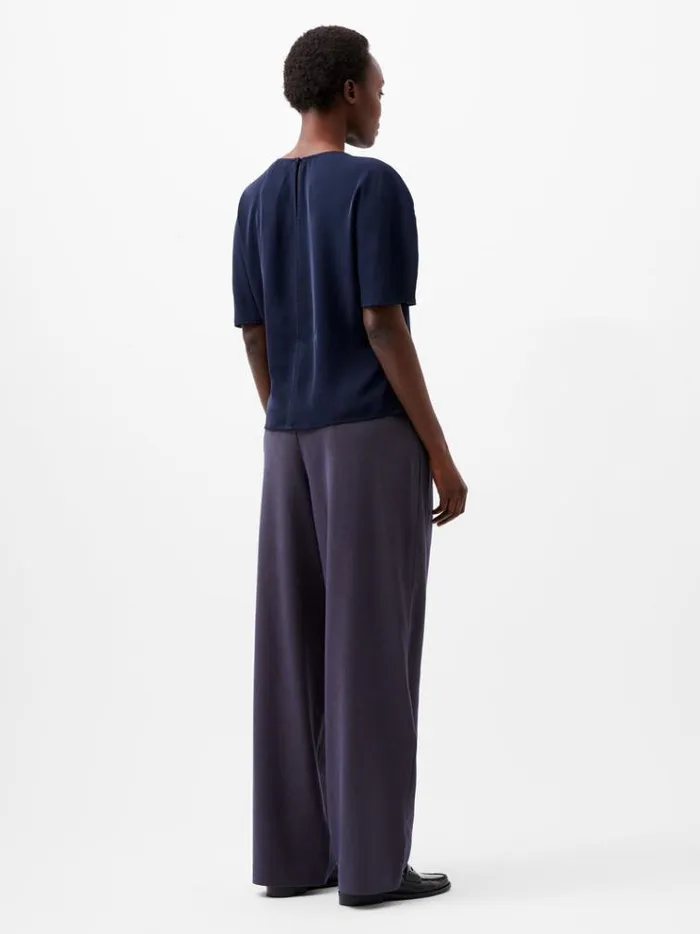 French Connection Tops Carmen Recycled Crepe Flare Sleeve Top Marine 8211 Woman
