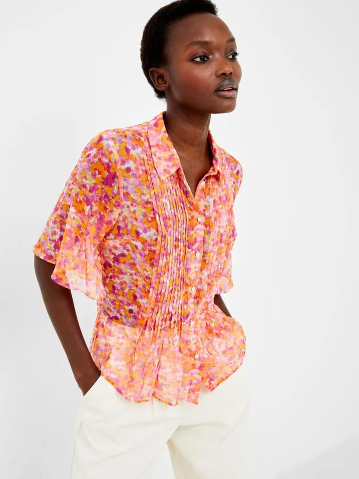 French Connection Tops Cass Eco Hallie Crinkle Pintuck Shirt Persimmon 8211 Woman French Connection Tops Cass Eco Hallie Crinkle Pintuck Shirt Persimmon 8211 Woman