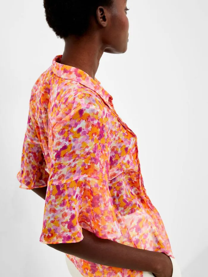 French Connection Tops Cass Eco Hallie Crinkle Pintuck Shirt Persimmon 8211 Woman