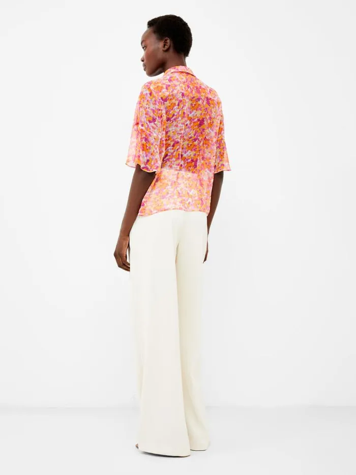 French Connection Tops Cass Eco Hallie Crinkle Pintuck Shirt Persimmon 8211 Woman