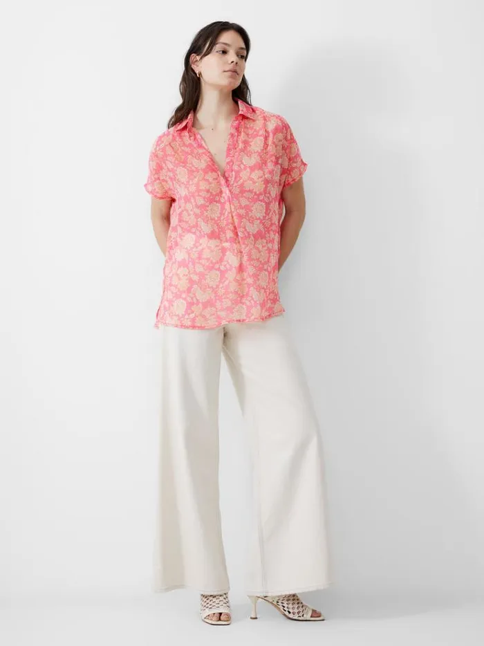 French Connection Tops Cosette Popover Shirt Camellia 8211 Woman