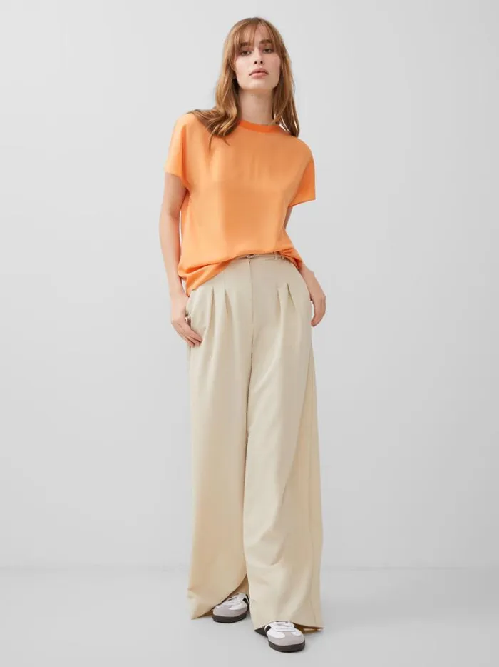 French Connection Tops Crepe Light Crew Neck Top Melon 8211 Woman