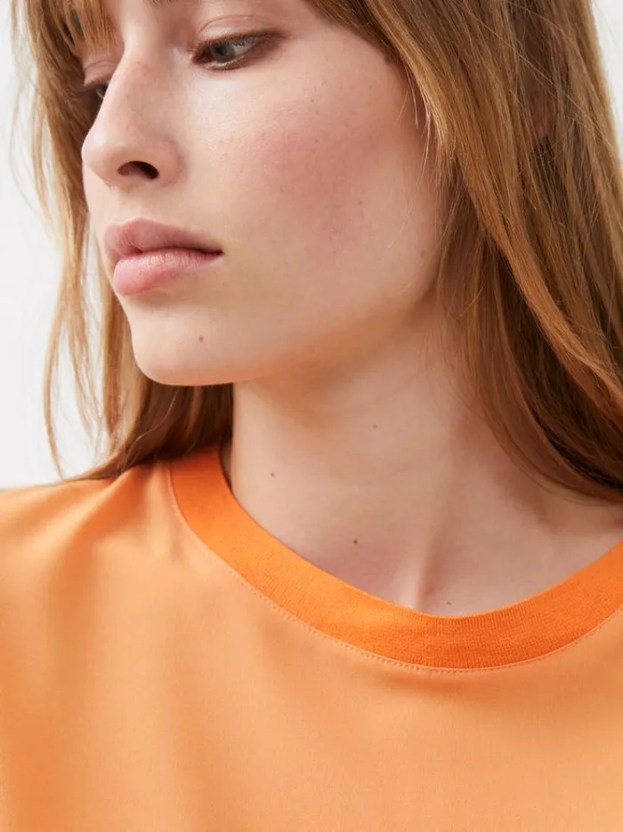 French Connection Tops Crepe Light Crew Neck Top Melon 8211 Woman