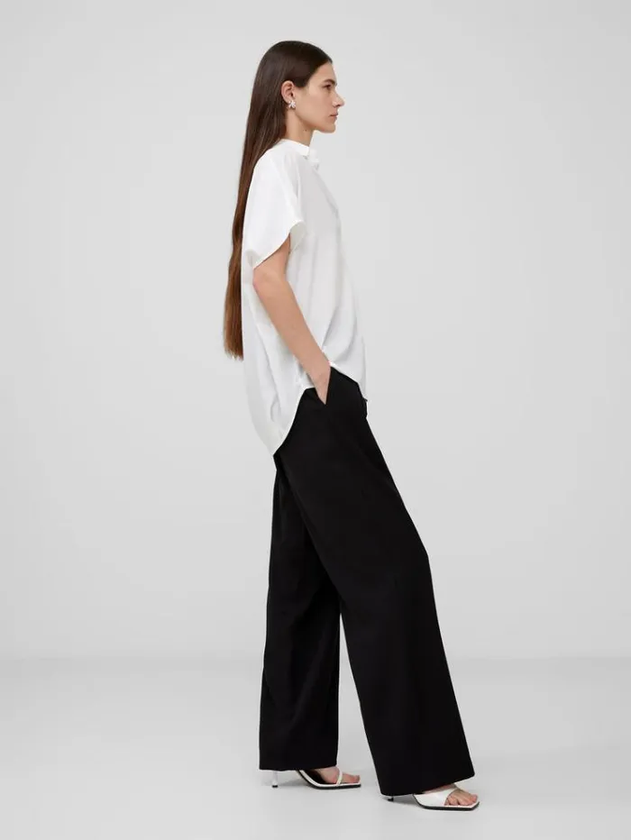 French Connection Tops Crepe Light Recycled Popover Shirt Winter White 8211 Woman