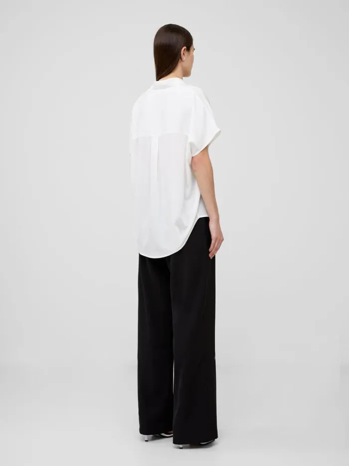 French Connection Tops Crepe Light Recycled Popover Shirt Winter White 8211 Woman