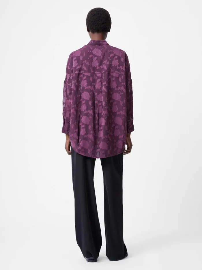 French Connection Tops Devore Satin Popover Shirt Blackberry 8211 Woman