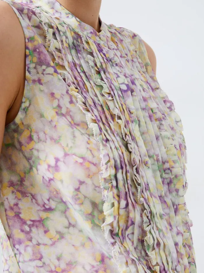 French Connection Tops Donna Recycled Georgette Ruffle Top Strawberry Shake 8211 Woman