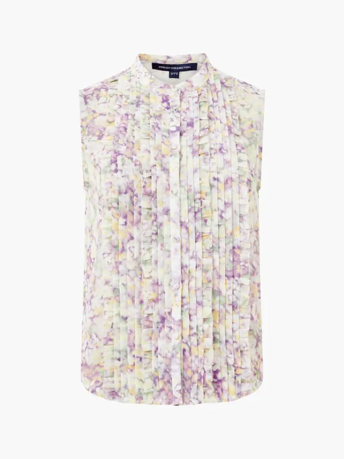 French Connection Tops Donna Recycled Georgette Ruffle Top Strawberry Shake 8211 Woman
