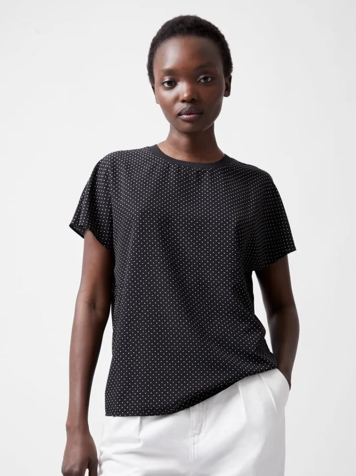 French Connection Tops Dotty Spot Abeny Crew Neck Top Blackoutsummer Whit 8211 Woman French Connection Tops Dotty Spot Abeny Crew Neck Top Blackoutsummer Whit 8211 Woman
