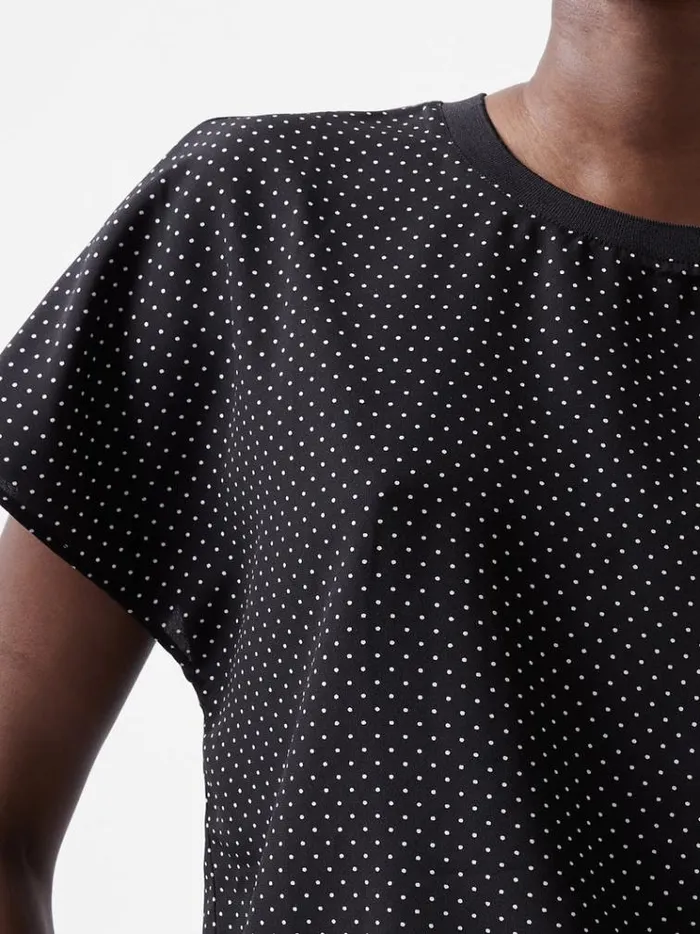 French Connection Tops Dotty Spot Abeny Crew Neck Top Blackoutsummer Whit 8211 Woman